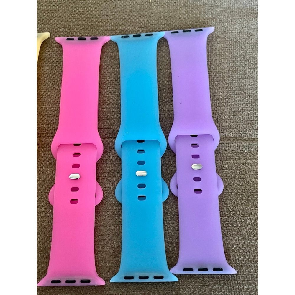 Set of 5 Silicone Sport Bands for Apple Watch Multi Color Straps 38/40/41mm - Picture 2 of 4
